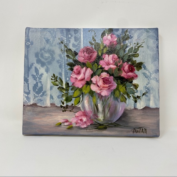SIGNED Floral Canvas Painting P. Nuttall - Picture 3 of 10